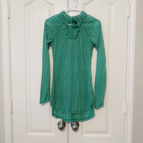 Athleta Tops - Athleta green hooded lightweight long top / coverup Size XS